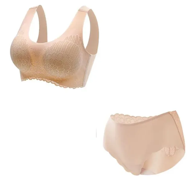 Comfortable Latex 4.0 Bra Women's Underwear Set Wireless With breast Pads Gather Bralette with panties Lingerie 2-pieces Suit — image 10