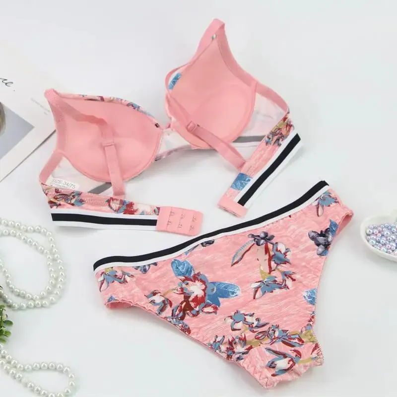 DaiNaFang 2 ชิ้น BCDE ถ้วย Bras ชุด Push Up ชุดชั้นในชุดสตรีเย็บปักถักร้อย Bralette Underwire Breathable เลดี้ชุดชั้นใน — image 2