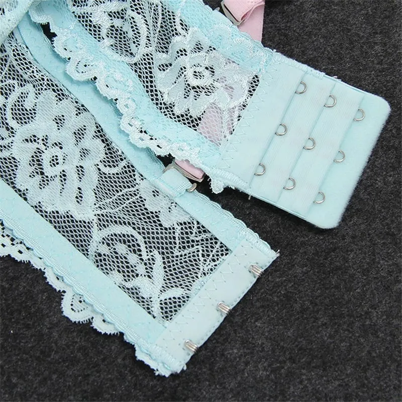 Set Bra Nipis dan Seluar Dalam Bunga Gaya Baru Lace AB Cup Suit Set Pakaian Dalam Bersaiz Besar Berkualiti Tinggi — image 5