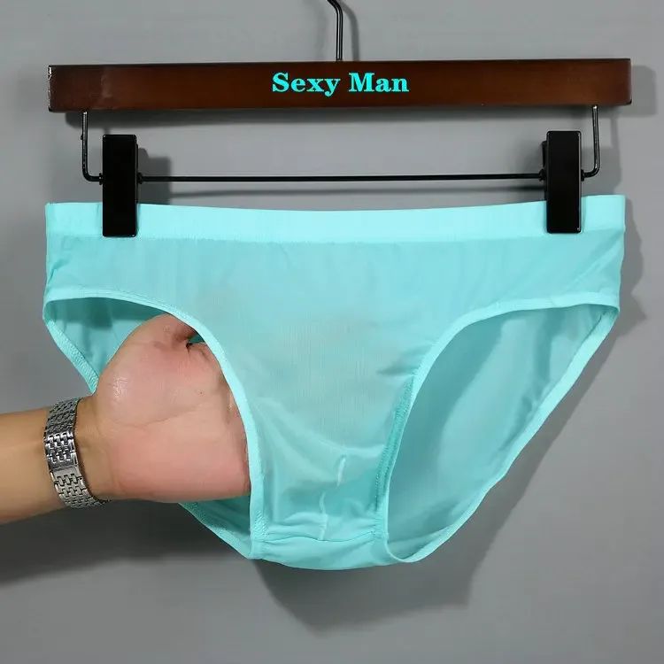 Sous-vêtements en Nylon et Spandex pour hommes, slips sans couture, Ultra-fins, en soie glacée, Cueca, taille basse, grande taille, 1 à 2 pièces — image 4