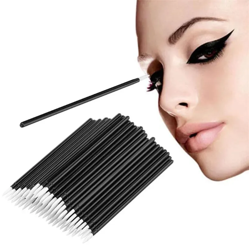 Pinceaux de maquillage professionnels pour Eyeliner, 50 pièces, avec capuchon, poils fins en Nylon, brosse jetable en Fiber — image 2