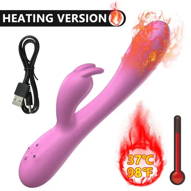 USB Opladen Verwarming AV Konijnendildo Vibrator Vagina Clitoris Stimulator G-Spot Volwassen Spel Speeltjes voor Vrouwen Vrouwelijke Masturbator — image 9
