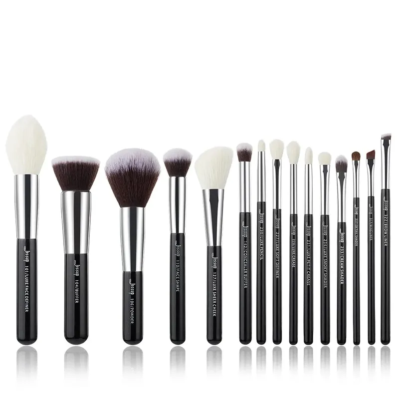 Jessup Makeup Brushes 15-25pcs Make Up Brush Set Professional Natural Synthetic Foundation Powder Contour Blending Eyeshadow