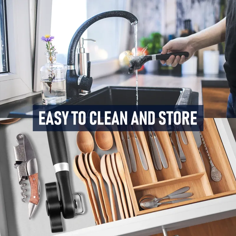 Apriscatole Accessori da cucina Apriscatole manuali professionali in acciaio inossidabile Apribottiglie con taglio laterale di sicurezza Utensili domestici — image 3