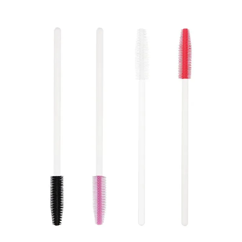 100 st Engångs Silikon Ögonfransar Borstar vita Handtag Applikator Mascara Stick Brush Ögonfransförlängning kvinnor Makeup Tools — image 3