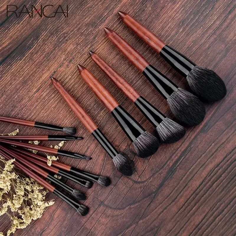 12 pennelli per trucco di alta qualità Set fondotinta in polvere, fard, ombretto, spugna, pennelli in morbida fibra di lana, strumenti cosmetici per capelli — image 6