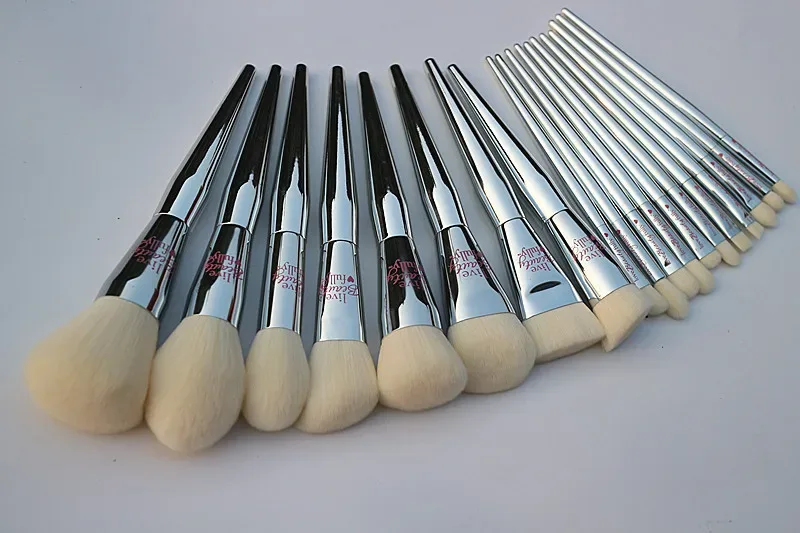 19pcs/set Berus solek berfungsi penuh berkualiti tinggi Set Serbuk Perona Pipi Serbuk Kening Pembayang Mata Berus solek kot perak — image 4