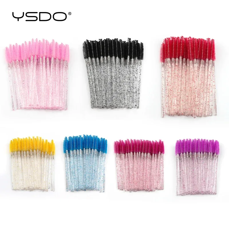 Buona qualità 5/50 pezzi pennelli per trucco ciglia in cristallo manico diamantato bacchette per mascara strumenti per estensione ciglia — image 5