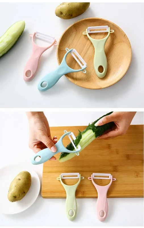 Pelapatate per frutta in ceramica, posate creative, raschietto per mele, pialla per verdure, taglierina per sbucciare, utensili da cucina, coltello, pelapatate — image 10