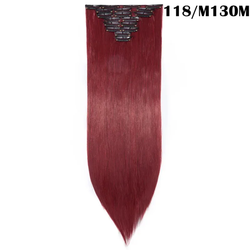 S-noilite Synthetic 8PCS/Set 18Clips Clip in Hair Extensions Long Straight Hair Extension Clip in Hair for Women — image 21