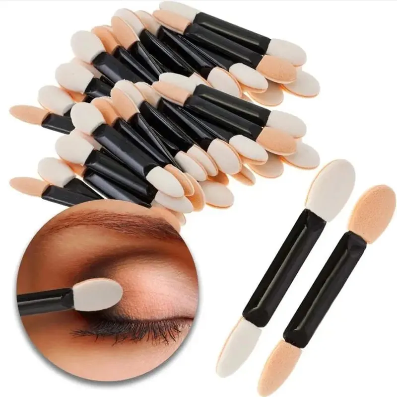 12 STK Øjenskygge Applikator Pro Svamp Dobbelt Endet Make Up Supplies Bærbare øjenskygge børster Nail Mirror Pulver børste — image 1
