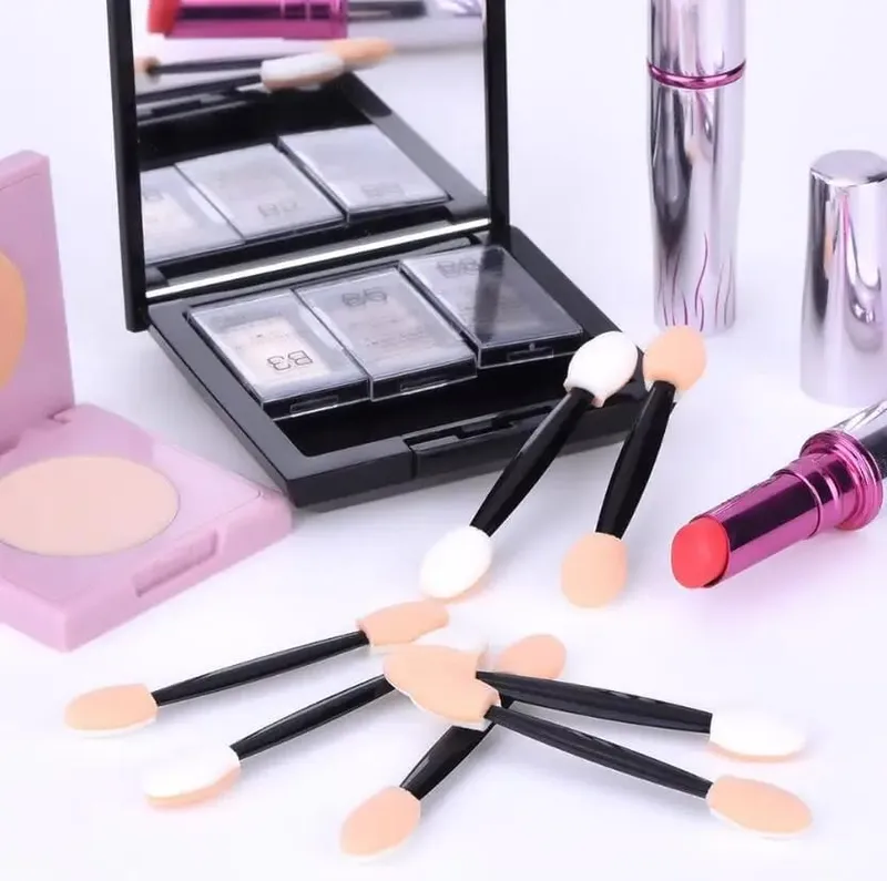 12 STK Øjenskygge Applikator Pro Svamp Dobbelt Endet Make Up Supplies Bærbare øjenskygge børster Nail Mirror Pulver børste — image 3