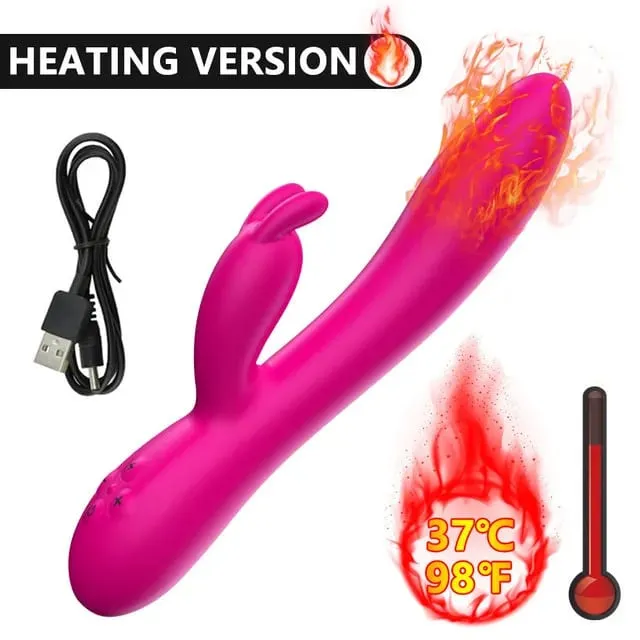 USB Opladen Verwarming AV Konijnendildo Vibrator Vagina Clitoris Stimulator G-Spot Volwassen Spel Speeltjes voor Vrouwen Vrouwelijke Masturbator — image 10