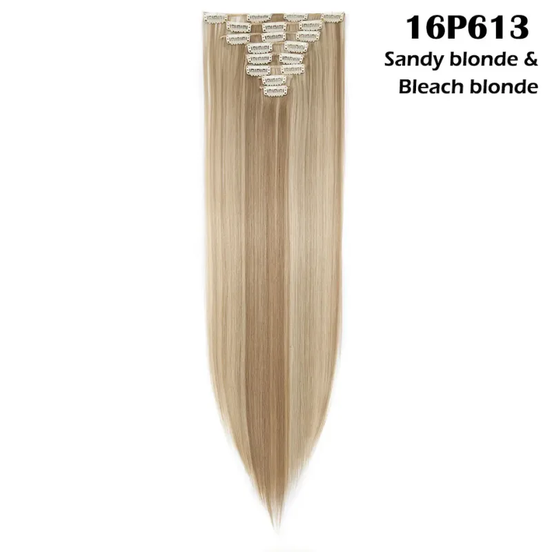 S-noilite Synthetic 8PCS/Set 18Clips Clip in Hair Extensions Long Straight Hair Extension Clip in Hair for Women — image 29