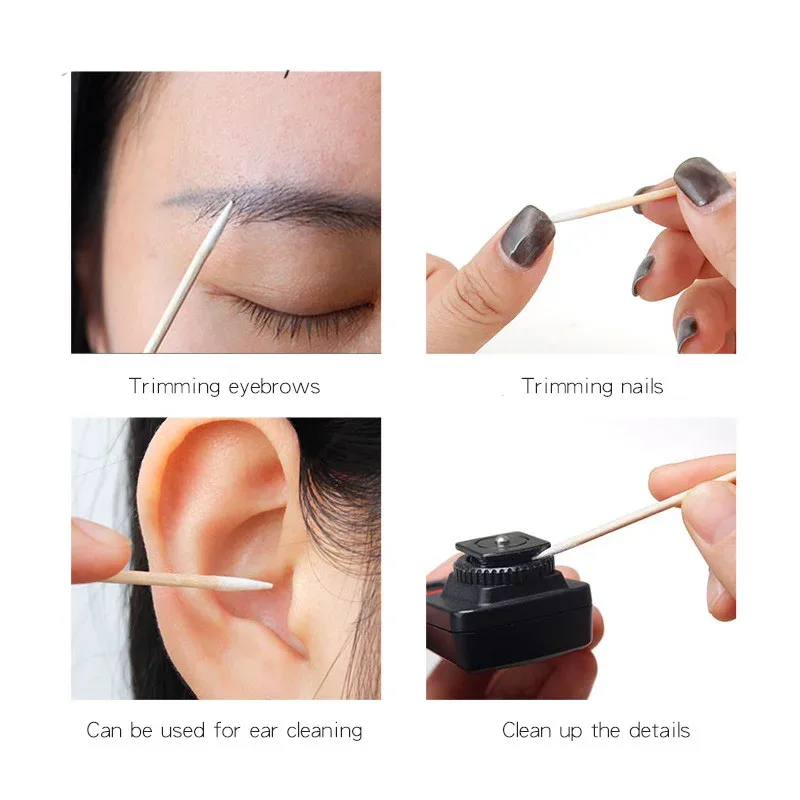 100 pcs Disposable ขนาดเล็กผ้าฝ้าย Swab Lint ฟรี Micro แปรงไม้ Cotton Buds Swabs Eyelash Extension กาวถอดเครื่องมือ — image 6