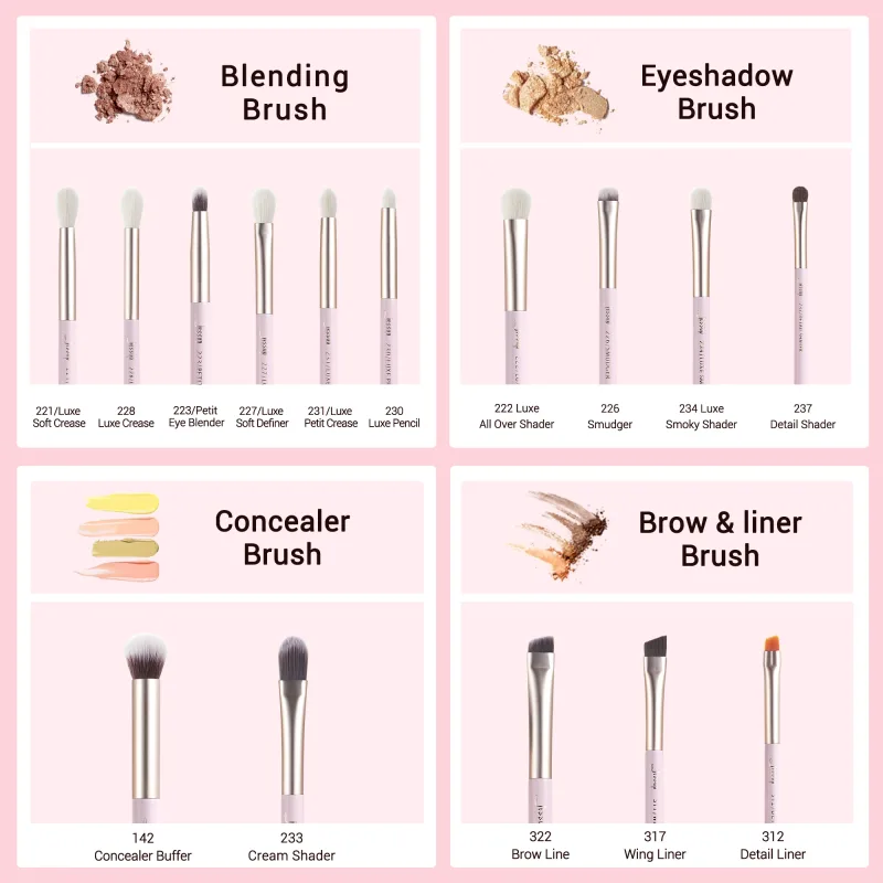 Jessup แปรงแต่งหน้าชุด 15 ชิ้น Eye Make up Brush อายแชโดว์ Eyebrow Liner Blending คอนซีลเลอร์เครื่องสำอางค์ชุดเครื่องมือแปรงผมแพะ — image 6