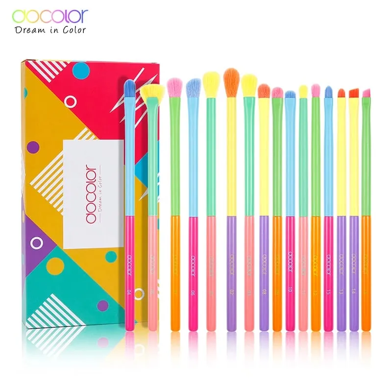 Docolor-Juego de brochas de maquillaje Kabuki, 15 Uds., base en polvo, colorete, sombra de ojos, mezcla de rostros, corrector, herramienta de belleza