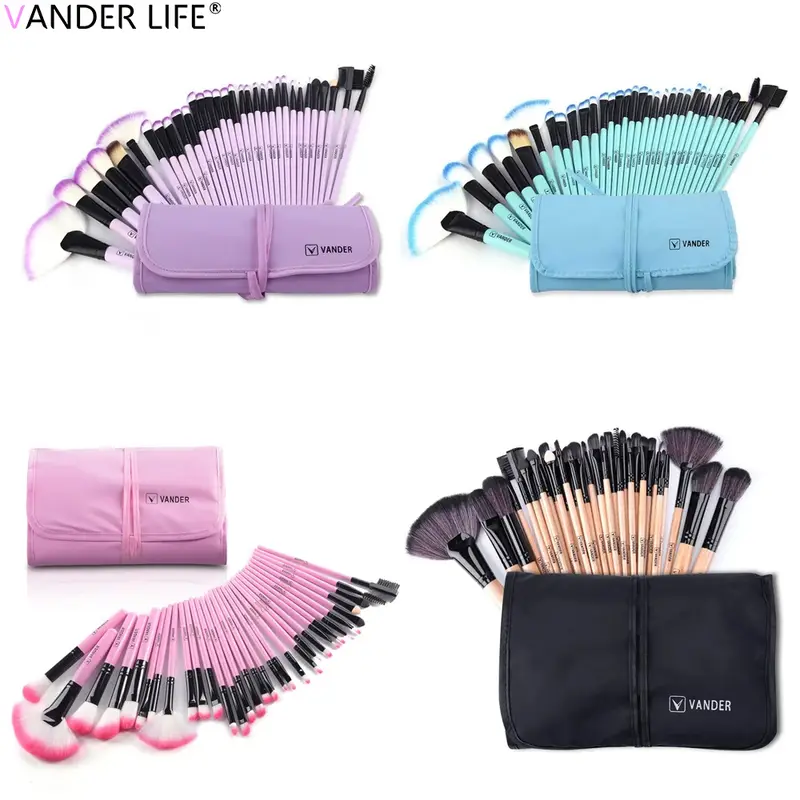 Set di pennelli per trucco 32 pezzi Pennello per fondotinta professionale in polvere per contorno ombretto per sfumare colori multipli — image 1