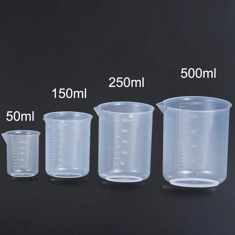 ถ้วยตวงพลาสติกโปร่งใสห้องปฏิบัติการ Beaker สำเร็จการศึกษาของเหลวเหยือกถ้วยครัวเบเกอรี่ทำอาหารการวัดขนาดคอนเทนเนอร์ — image 2