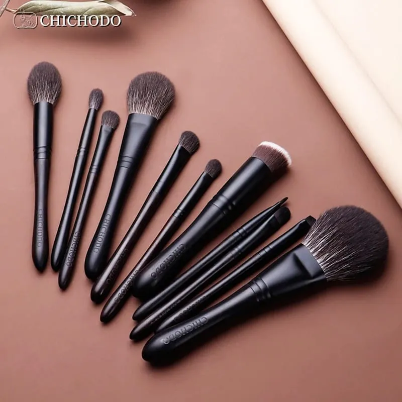 Makeup Brush-Marangyang Propesyonal na Black 11 Ebony Brushes Set-High Level Fox&Goat&Pony&Synthetic Hair Cosmetic Tools — image 4