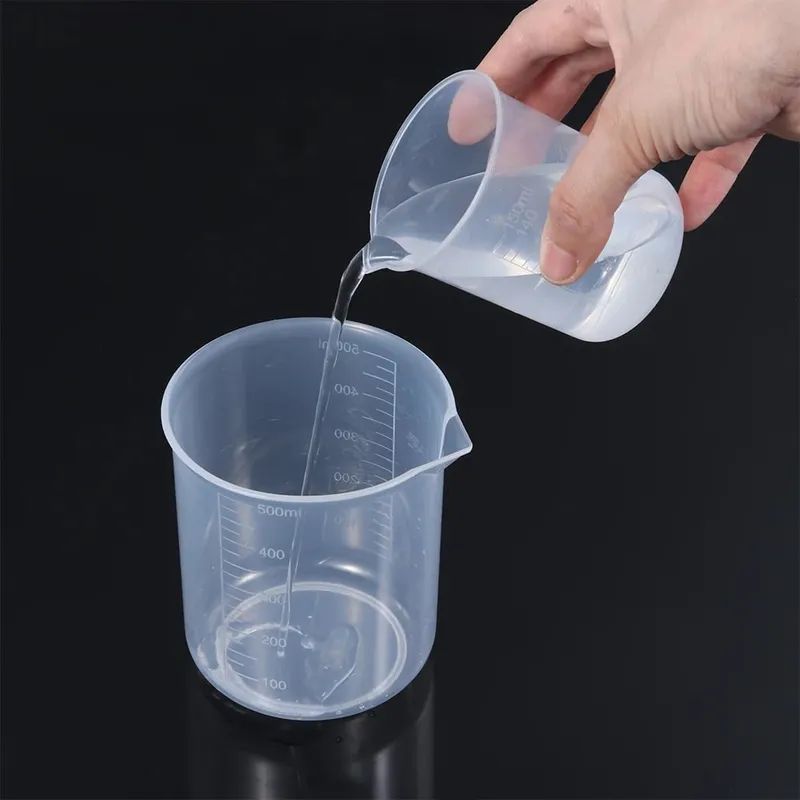 ถ้วยตวงพลาสติกโปร่งใสห้องปฏิบัติการ Beaker สำเร็จการศึกษาของเหลวเหยือกถ้วยครัวเบเกอรี่ทำอาหารการวัดขนาดคอนเทนเนอร์ — image 9