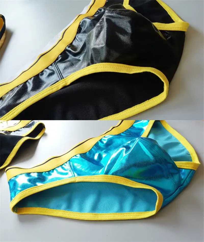 Sexy Men's Underwear Patent Leather Briefs Jockstrap Stretch Sissy Pouch Panties Underwear Briefs Male Fashion Comforty — image 14