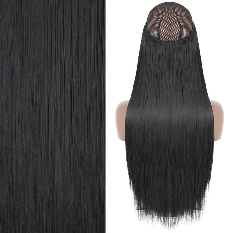 Sambungan Rambut Tanpa Klip Tanpa Klip Tidak Kelihatan Sambungan Rambut Lurus Hitam Berambut perang Satu Potong Sambungan Rambut Palsu