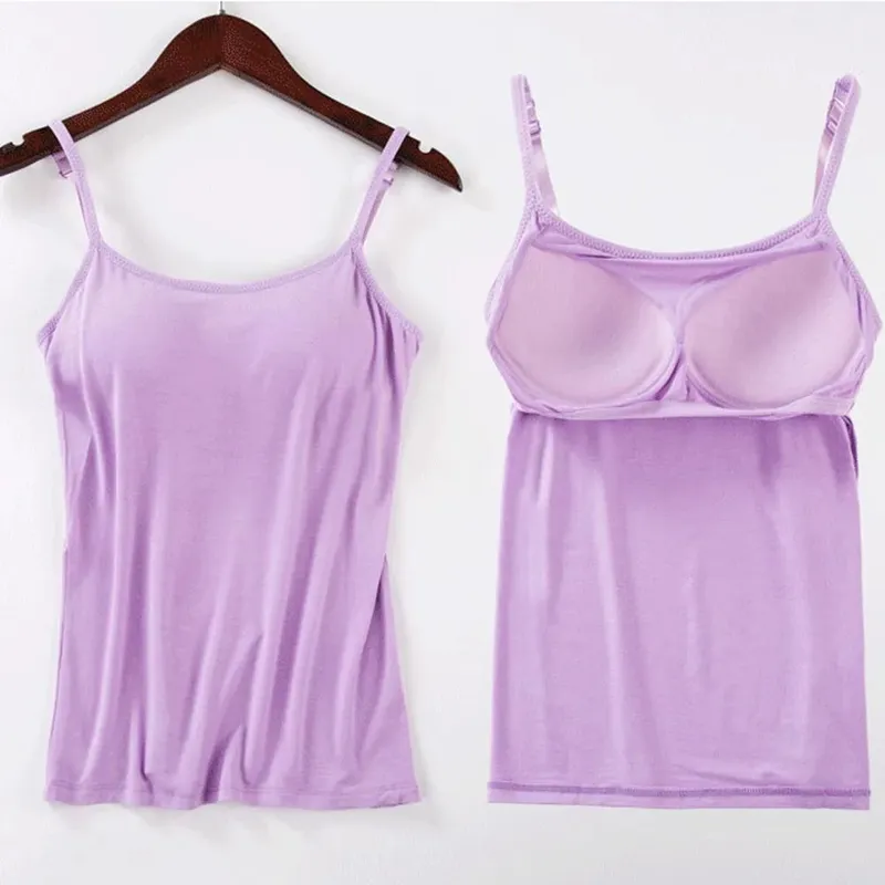 2020 Cho Nữ Xe Tăng Áo Dây Đeo Có Thể Điều Chỉnh Tích Hợp Cốc Đệm Không Dây Yếm Camis Áo Vest Nữ Nhà Cơ Bản Bể — image 4