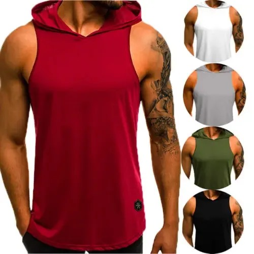 New Arrival męska bluza bez rękawów, gładka, solidna, bluza fitness, bluza bez rękawów — image 3