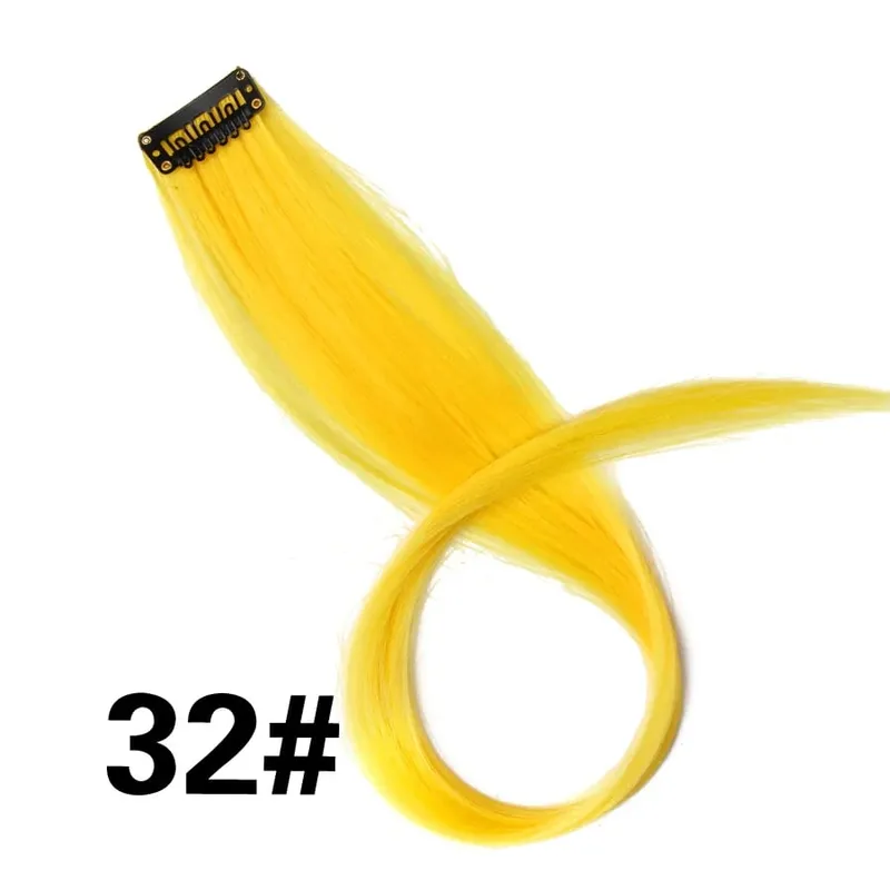 Leeons Synthetic Hair Extensions With Clips Heat Resistant Straight Hair Extensions Color Colored Black Hair Clip Womens 12G/Pcs — image 39