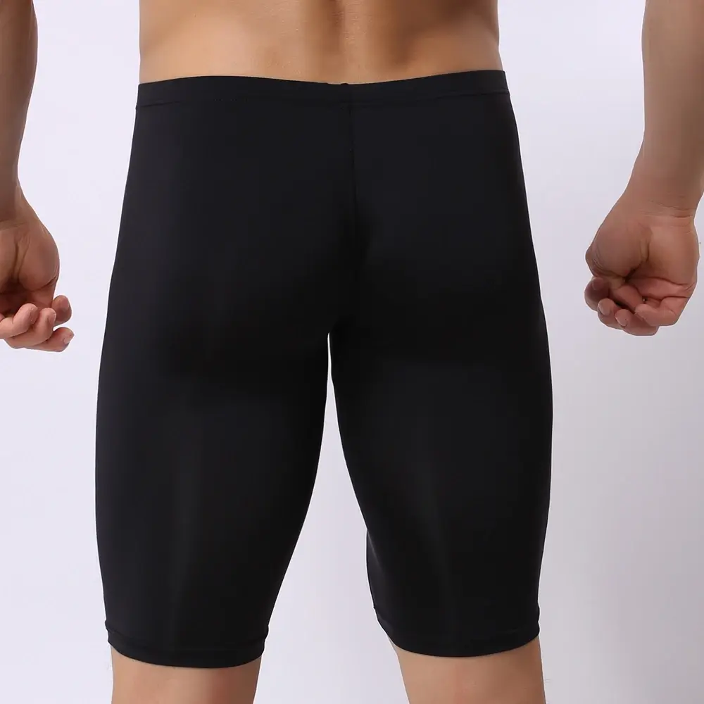 Intimo da uomo ultrasottile Boxer da uomo trasparente Sculpting Mezza lunghezza Solid U Convex Pouch Boxer Intimo lungo da uomo — image 3