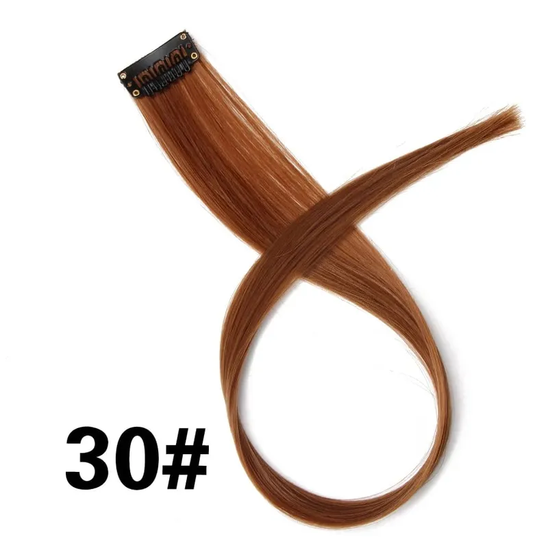 Leeons Synthetic Hair Extensions With Clips Heat Resistant Straight Hair Extensions Color Colored Black Hair Clip Womens 12G/Pcs — image 37
