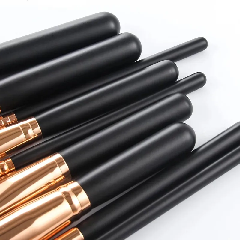 Pro 15-teiliges Make-up-Pinsel-Set für Puder, Foundation, Lidschatten, Make-up-Pinsel, Kosmetik, weiches Kunsthaar, mit Lederetui — image 3