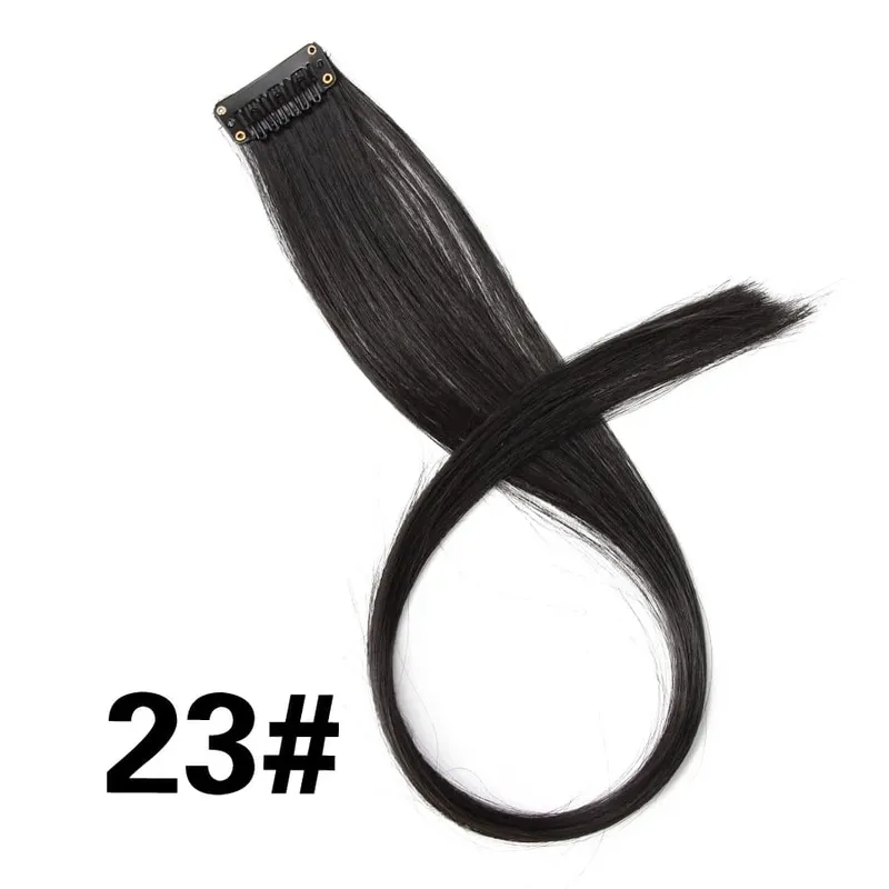 Leeons Synthetic Hair Extensions With Clips Heat Resistant Straight Hair Extensions Color Colored Black Hair Clip Womens 12G/Pcs — image 30
