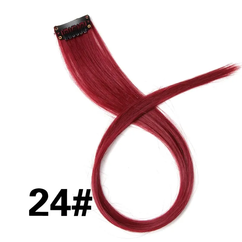 Leeons Synthetic Hair Extensions With Clips Heat Resistant Straight Hair Extensions Color Colored Black Hair Clip Womens 12G/Pcs — image 31