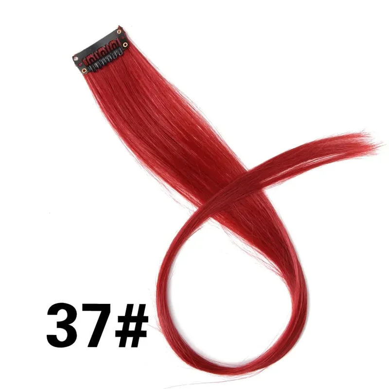 Leeons Synthetic Hair Extensions With Clips Heat Resistant Straight Hair Extensions Color Colored Black Hair Clip Womens 12G/Pcs — image 45
