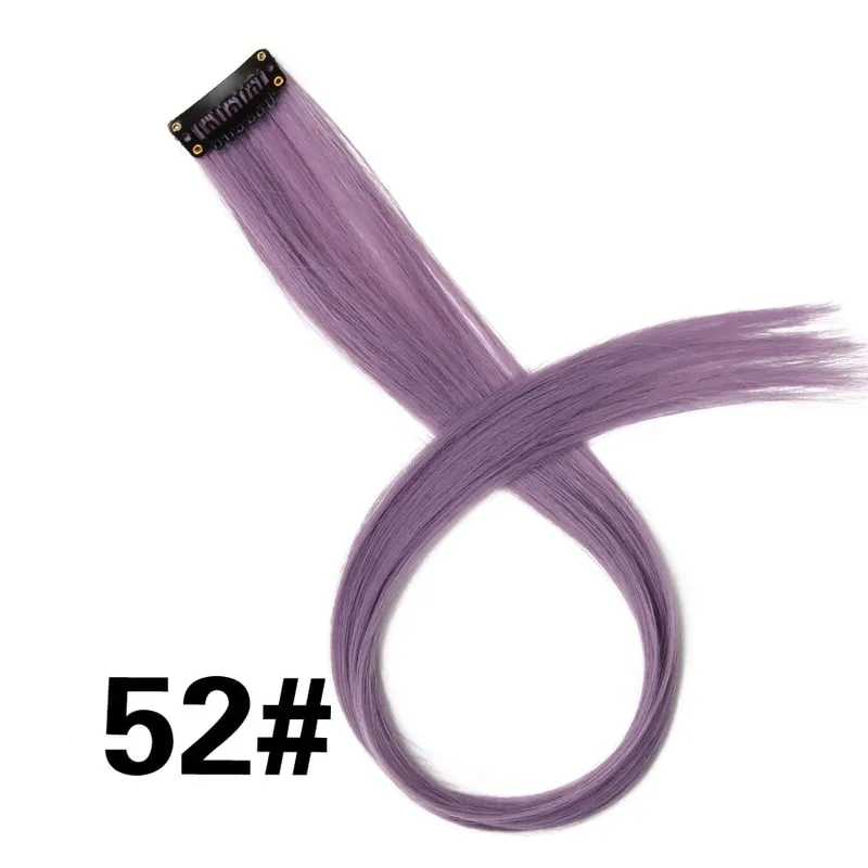 Leeons Synthetic Hair Extensions With Clips Heat Resistant Straight Hair Extensions Color Colored Black Hair Clip Womens 12G/Pcs — image 75