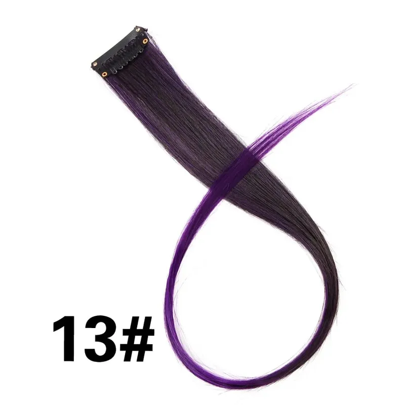 Leeons Synthetic Hair Extensions With Clips Heat Resistant Straight Hair Extensions Color Colored Black Hair Clip Womens 12G/Pcs — image 20