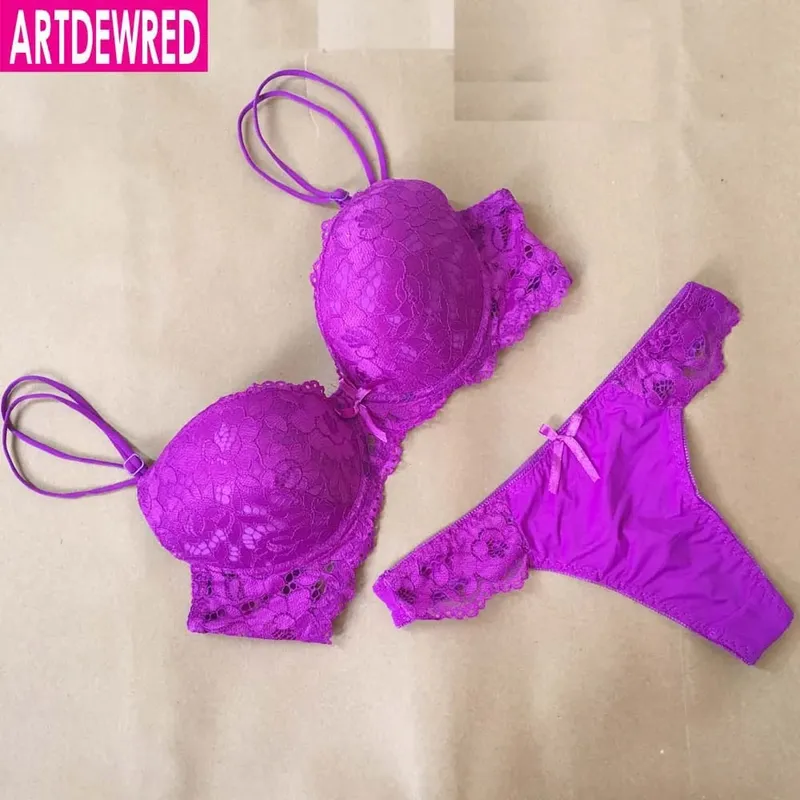 Brand Temptation Lace Brief Women Bra Set Intimate Plus Size ABC Push Up Bra Brief Sets Sexy Underwear Panty Set