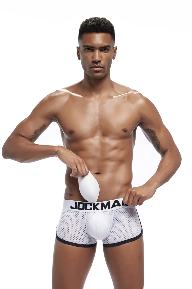 Intimo da uomo sexy Boxer da uomo imbottito migliorativo Parte anteriore e inferiore rimovibile Intimo gay in rete traspirante Primavera estate — image 11