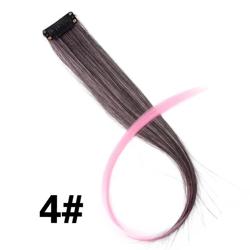 Leeons Synthetic Hair Extensions With Clips Heat Resistant Straight Hair Extensions Color Colored Black Hair Clip Womens 12G/Pcs — image 10
