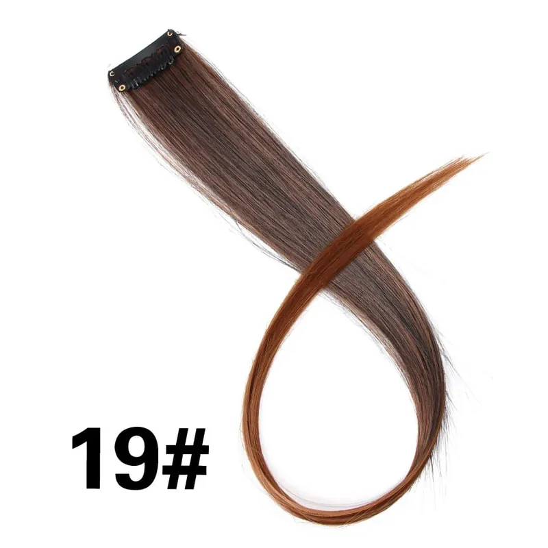 Leeons Synthetic Hair Extensions With Clips Heat Resistant Straight Hair Extensions Color Colored Black Hair Clip Womens 12G/Pcs — image 26