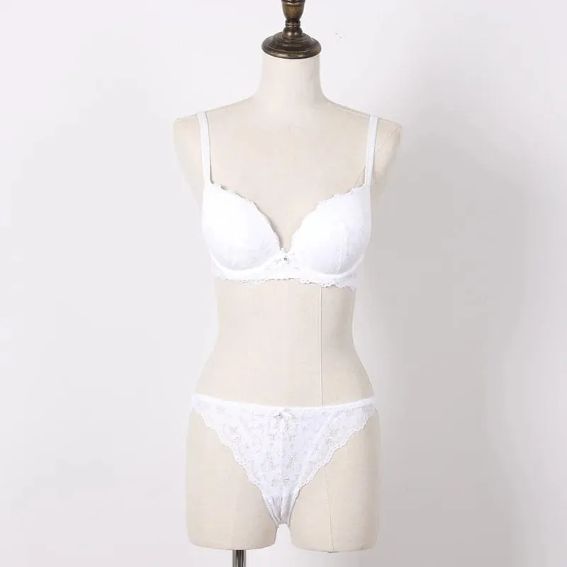 Push Up Bra Set Embroidery Lace Bra and Panties Set Thick Cup U Backless Everyday Lingerie Underwear Women Brassieres — image 2