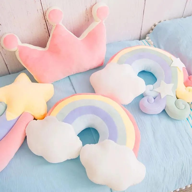 INS HOT Colore della caramella Nuvola Stella Peluche Cuscino Arcobaleno colorato Corona Cuscino Cuscino Divano Decorazione della casa Cuscino di tiro Giocattolo — image 5