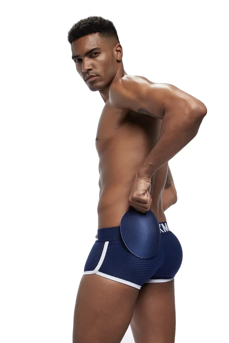 Intimo da uomo sexy Boxer da uomo imbottito migliorativo Parte anteriore e inferiore rimovibile Intimo gay in rete traspirante Primavera estate — image 7