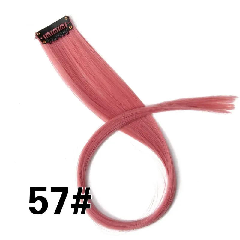Leeons Synthetic Hair Extensions With Clips Heat Resistant Straight Hair Extensions Color Colored Black Hair Clip Womens 12G/Pcs — image 83