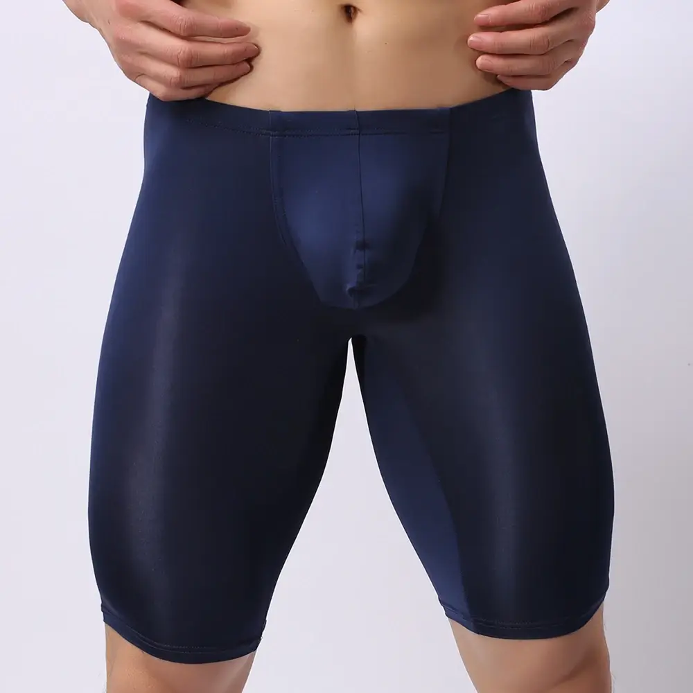 Intimo da uomo ultrasottile Boxer da uomo trasparente Sculpting Mezza lunghezza Solid U Convex Pouch Boxer Intimo lungo da uomo — image 5
