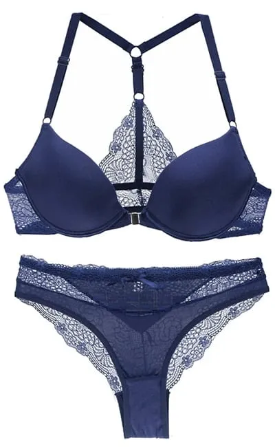 2022 New Sexy Halter Deep V Push Up Bras Set Solid Smooth Bow Decorative Women Underwear AB Cup Girls Lingerie — image 8