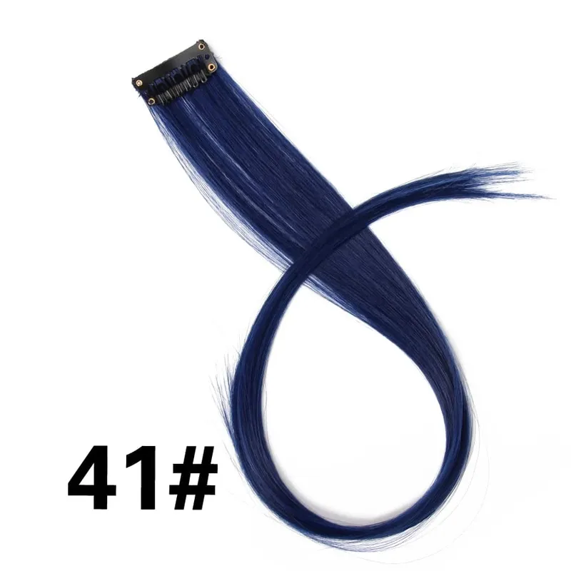 Leeons Synthetic Hair Extensions With Clips Heat Resistant Straight Hair Extensions Color Colored Black Hair Clip Womens 12G/Pcs — image 49