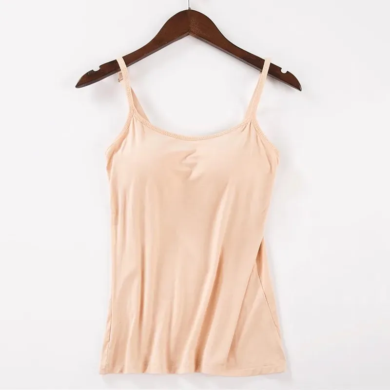 2020 Cho Nữ Xe Tăng Áo Dây Đeo Có Thể Điều Chỉnh Tích Hợp Cốc Đệm Không Dây Yếm Camis Áo Vest Nữ Nhà Cơ Bản Bể